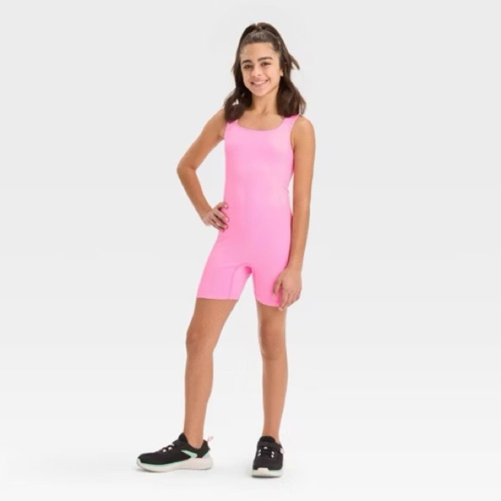 All in motion 6/7 Girls light pink shorts stretch leotard athletic dance